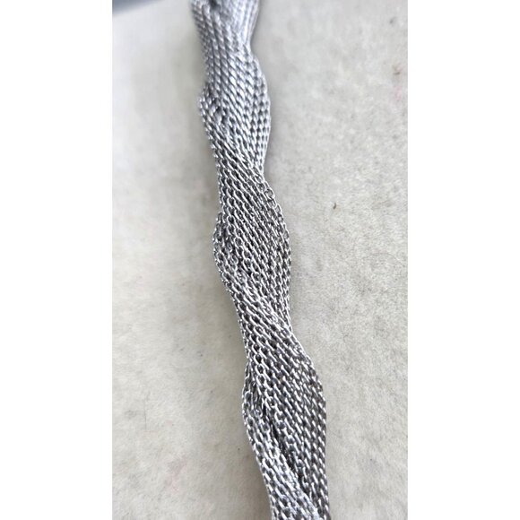 Interwoven Rope Braided Mesh Necklace With Crystal Accented Clasp - Picture 2 of 4